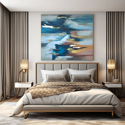 “Blue, Brown, Gold Flowing Realm” – Color - Blended Abstract Art CT1006