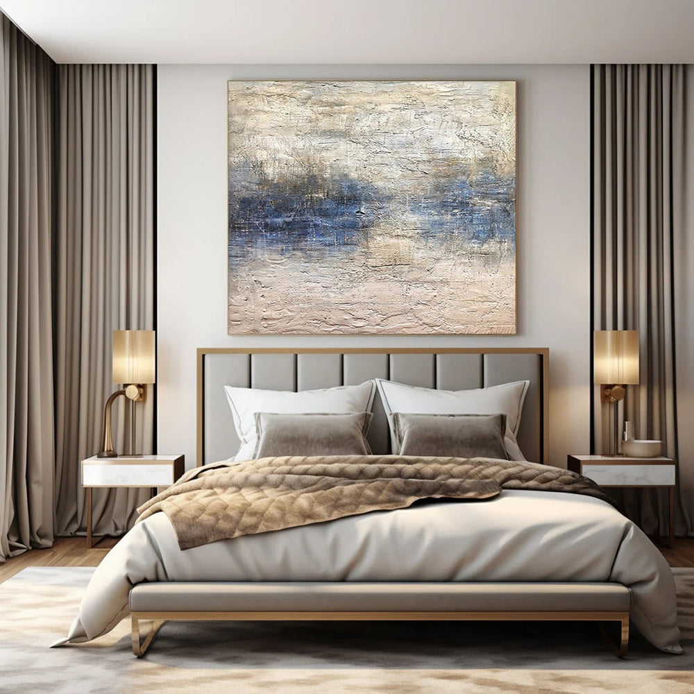 “Blue - Gray Blended Textures” – Abstract Textured Painting CT0965