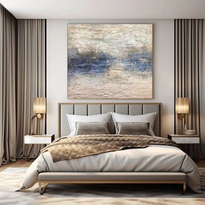 “Blue - Gray Blended Textures” – Abstract Textured Painting CT0965