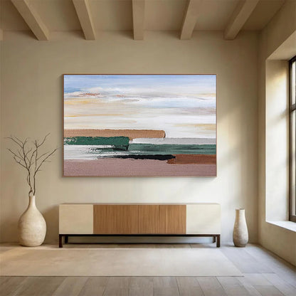 “Pastel Tones Abstract Layers” - Gentle Landscape Painting On Canvas DKH788