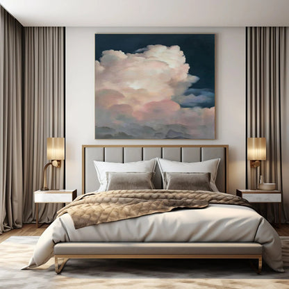 Pink - Clouds on Dark Sky - Realistic - style Cloud Painting CT1423