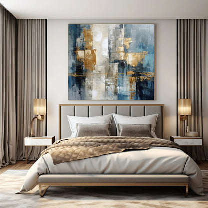 Blue - Grey Urban Gold - Abstract Cityscape Acrylic CT1257