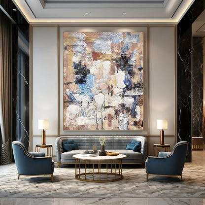 Muted Abstract Layers - Abstract Impasto Painting On Canvas DKH1303