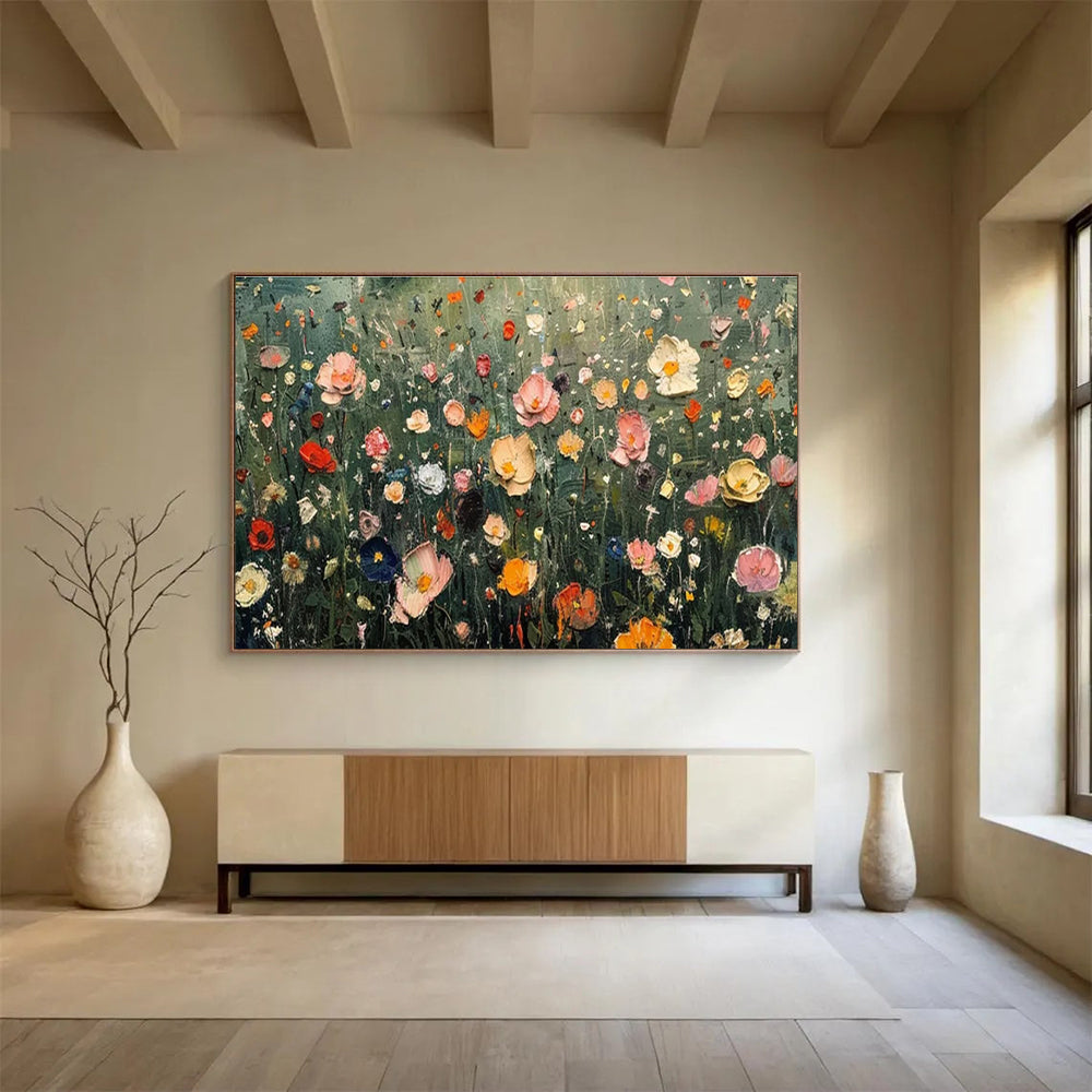 “Colorful Wildflower Meadow” - Lively Botanical Painting On Canvas DKH809