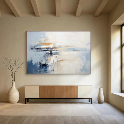 “Muted Tones Abstract Horizon” Minimalist Seascape Painting On Canvas DLZ090