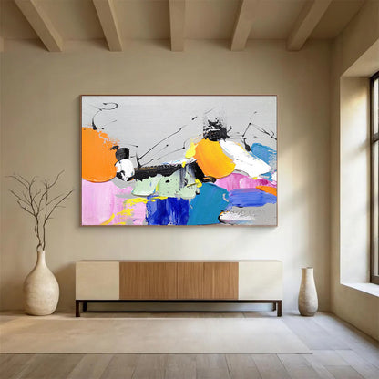 “Colorful Abstract Burst” - Multicolor Expressionist Abstract Painting On Canvas DLZ267