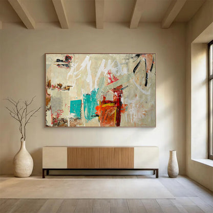 Neutral and Colorful Abstract - Abstract Painting On Canvas DLZ238