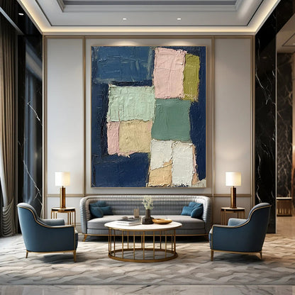 “Pastel Geometric Blocks” - Minimalist Color Field Painting On Canvas DTP013