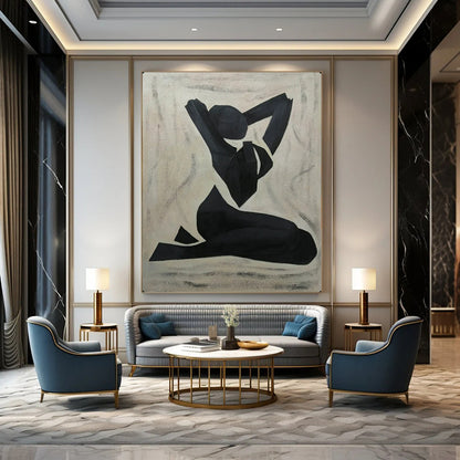 “Black Abstract Figure” – Cubist - Inspired Oil Painting On Canvas CT2164