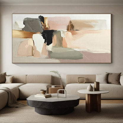 Soft Earth - Toned Blocks, “Warm Hues Serenity” - Abstract Geometric Acrylic Painting（Repeat, unique angle: ） CT0738