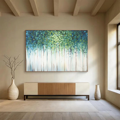 Emerald Green Forest - Abstract Landscape Painting On Canvas DLZ206