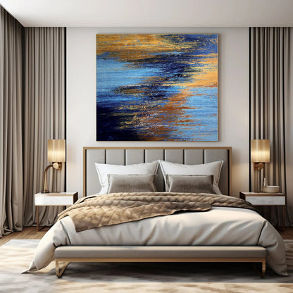 Blue - Gold Fusion - Abstract Landscape Oil Painting CT1234