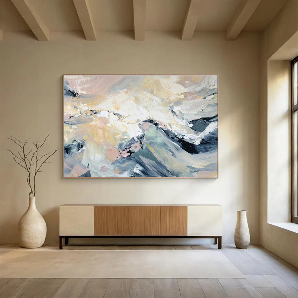 “Colorful Abstract Peaks” Abstract Impasto Painting On Canvas DKH424