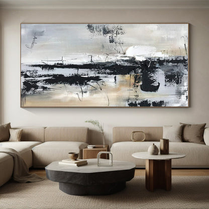 “Black - White - Gray Textured Abstraction” ，Abstract Acrylic Painting CT0799