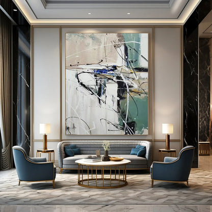 Abstract Black & White Swirls - Expressionist Abstract Painting On Canvas CT2297