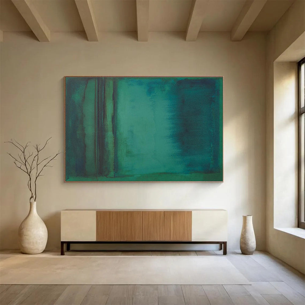Teal - Green Abstract Layers - Abstract Color Field Painting On Canvas DKH615