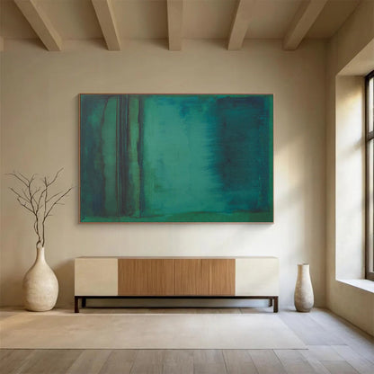 Teal - Green Abstract Layers - Abstract Color Field Painting On Canvas DKH615