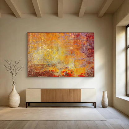 Warm Textured Abstract in Orange and Purple Painting On Canvas DKH192