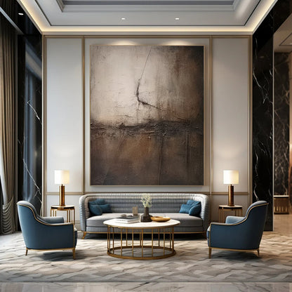 “Gray, Brown Textured Minimalism ‘Subtle Depth’” - Impasto Abstract Painting On Canvas DTP357