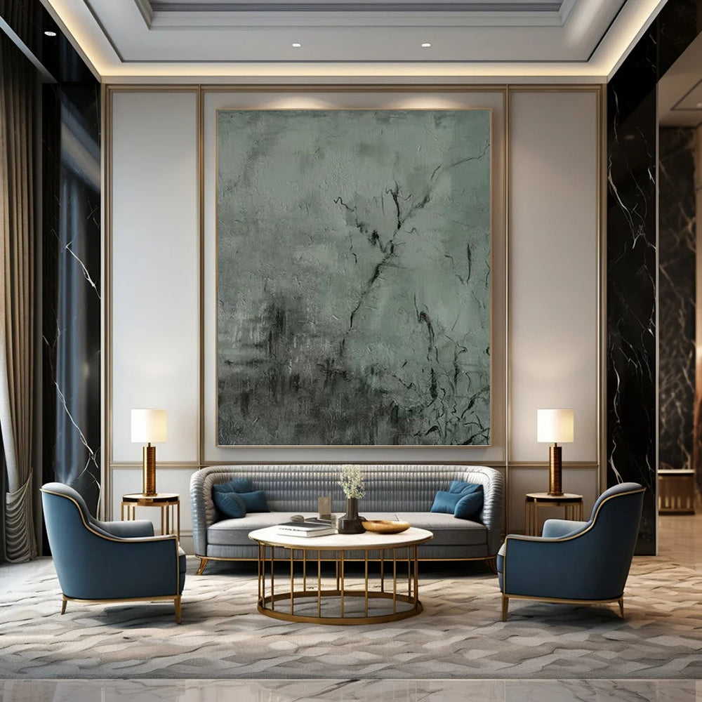 “Gray Textured Abstract” - Gray & Black Textured Abstract Painting On Canvas DKH1205