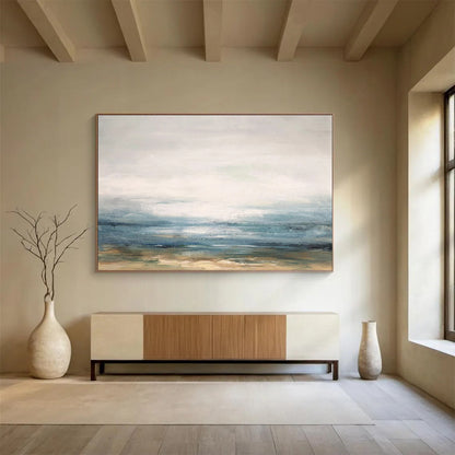 Misty Shore Softly Painted Coastal Abstract Painting On Canvas DKH174