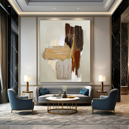 “Neutral Color Block Abstraction” - Minimalist Abstract Painting On Canvas DKH1067