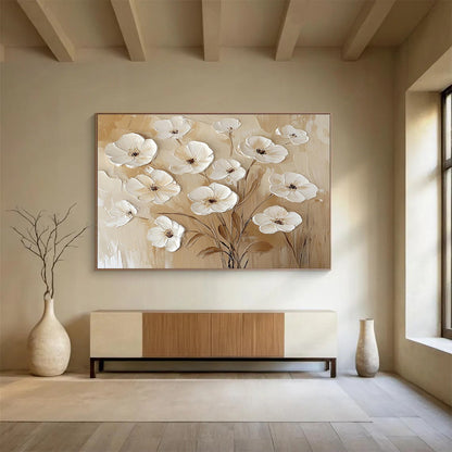 Textured Floral Relief Painting On Canvas DKH309
