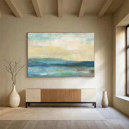 “Blue - Green Abstract Sea” Abstract Acrylic Painting On Canvas DKH435