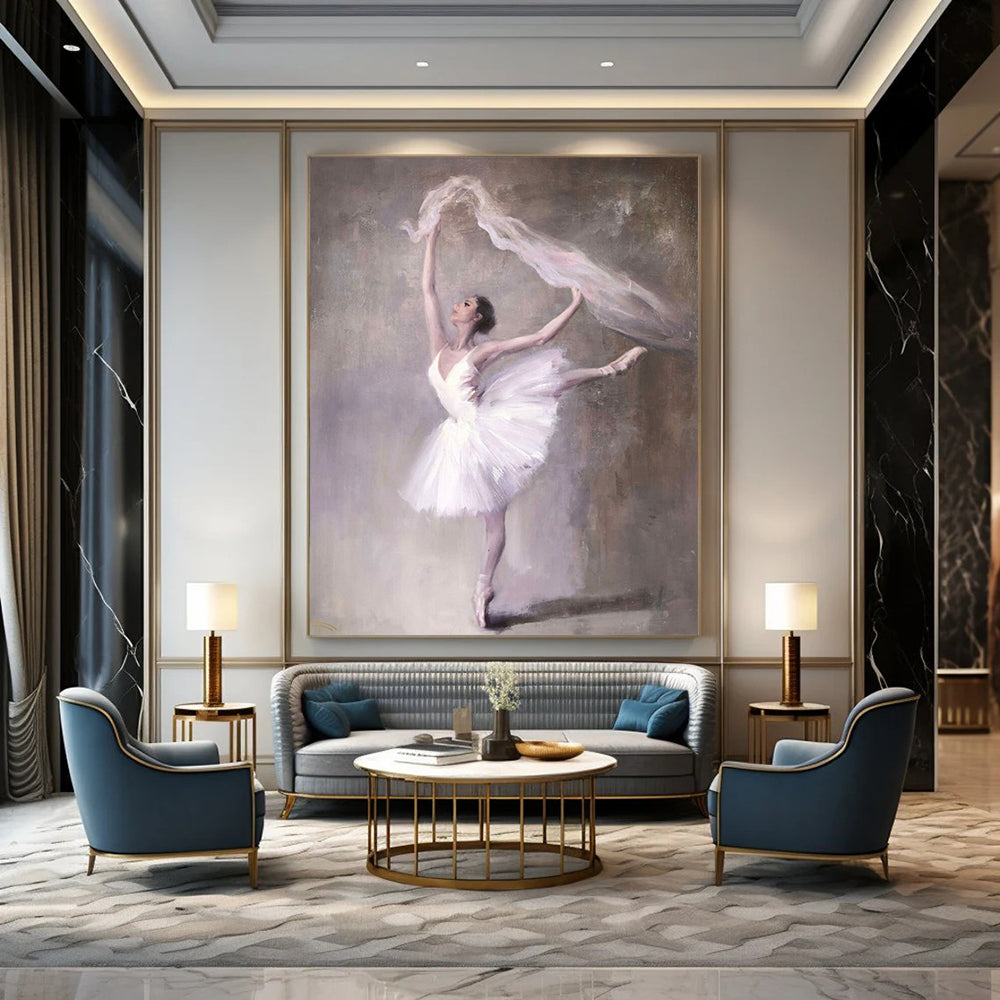 “Graceful Ballerina with Veil” – Realistic Oil Painting On Canvas CT2181