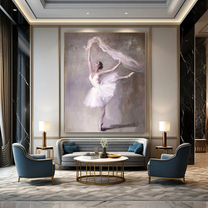 “Graceful Ballerina with Veil” – Realistic Oil Painting On Canvas CT2181