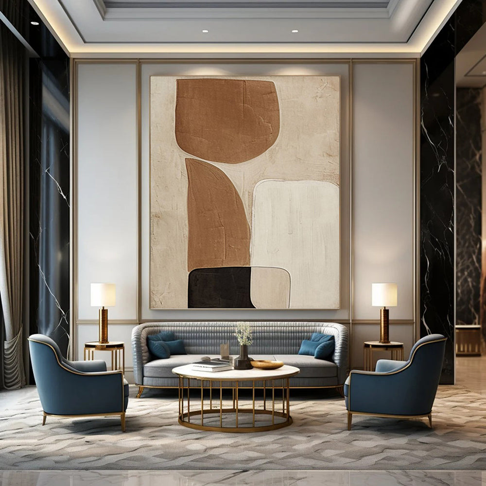 Neutral Tones Abstract Composition - Abstract Painting On Canvas DKH1494