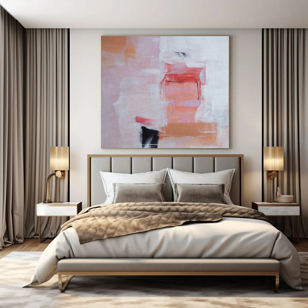 Pink - Orange Abstract Forms - Abstract Color - block Acrylic Painting CT1385