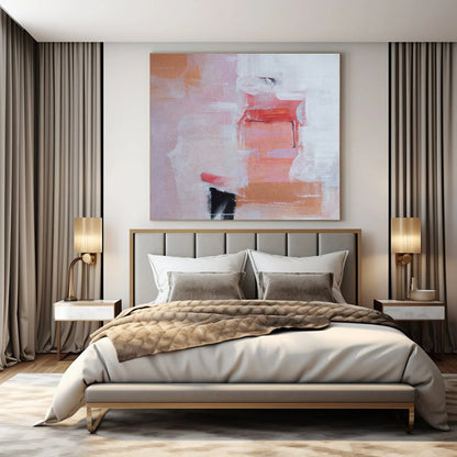 Pink - Orange Abstract Forms - Abstract Color - block Acrylic Painting CT1385