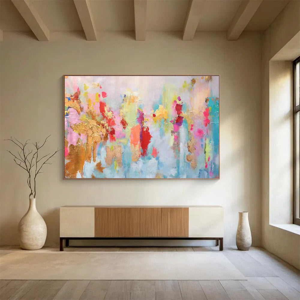 Pastel Abstract Celebration - Abstract Expressionist Painting On Canvas DKH643