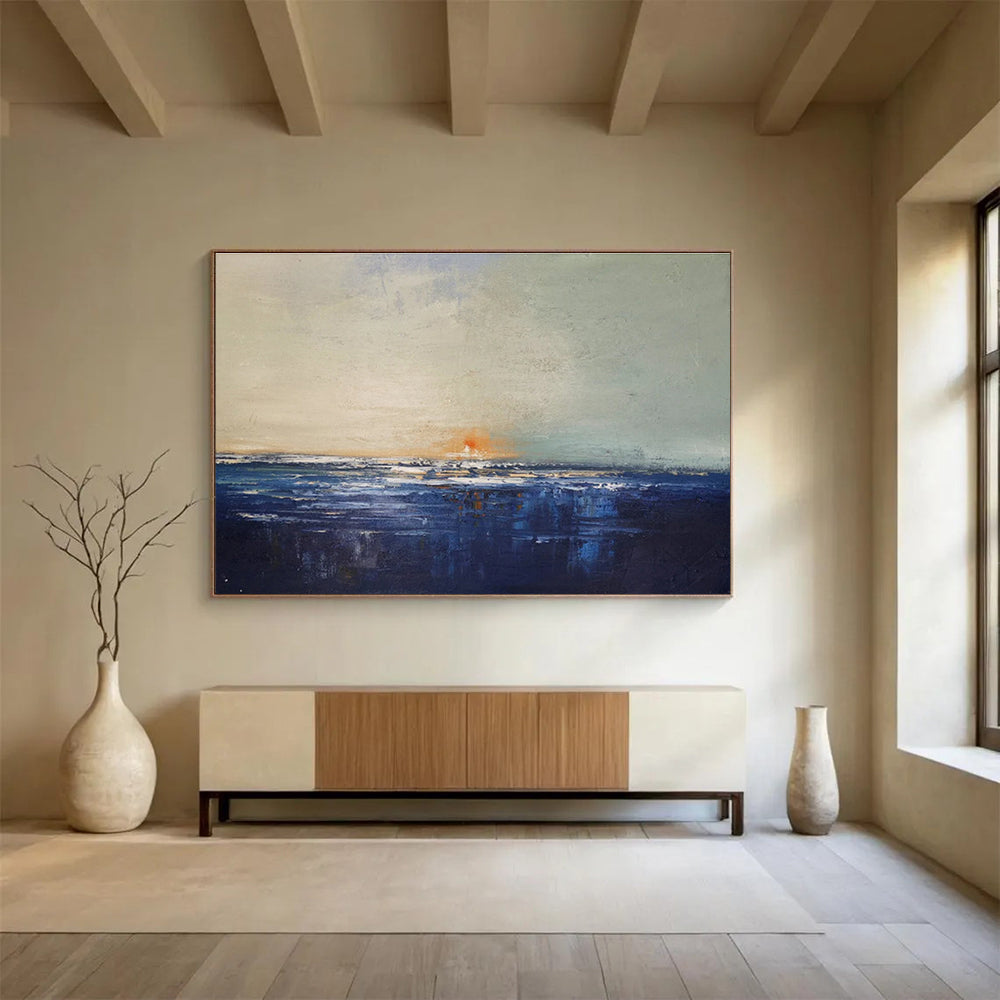 Subtle Coastal Sunset - Impressionistic Seascape Painting On Canvas DKH650