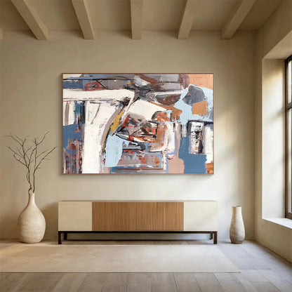 “Color - Blended, Abstract Scene ‘Urban Mosaic’” - Abstract Cityscape Painting On Canvas DLZ026