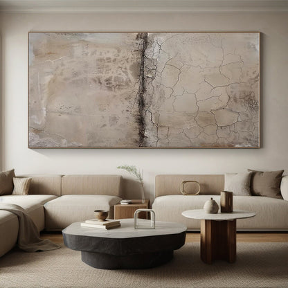 “Earthy Tones, Cracked Textures” - “Time’s Embrace”，Mixed - Media Textured Painting CT0703
