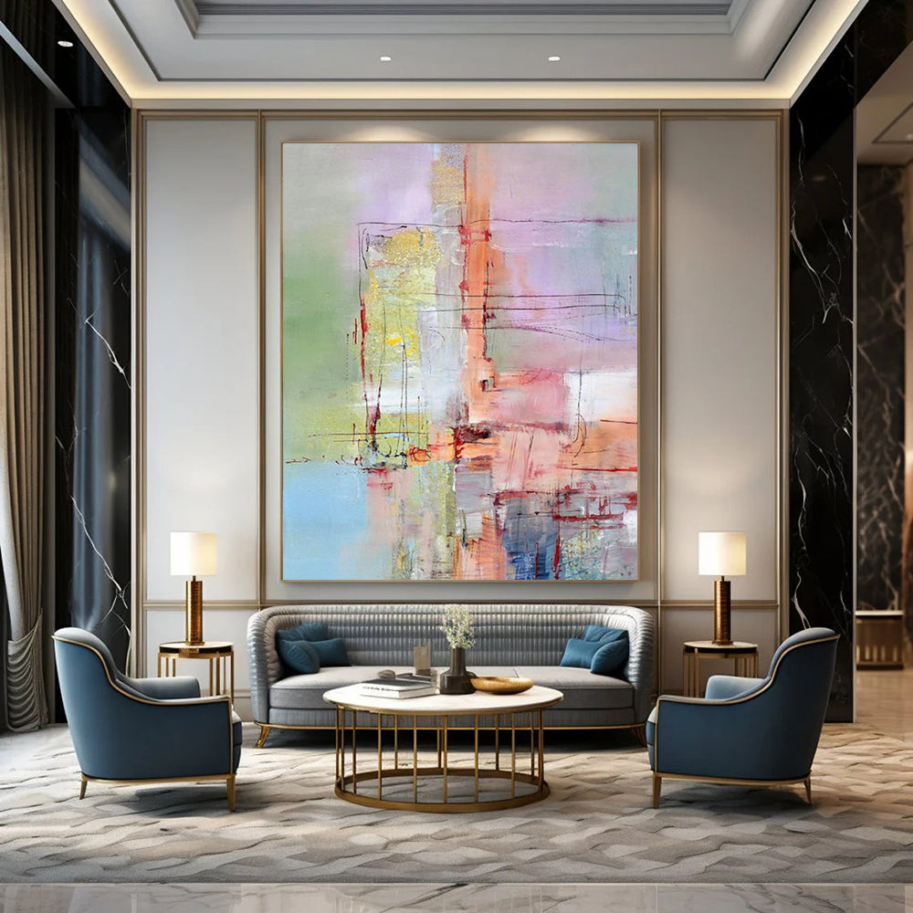 Pastel Abstract Layers - Soft - Hued Abstract Painting On Canvas CT2259