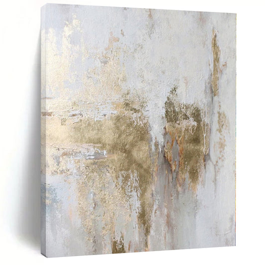 “White - Gold Textured Patina” Abstract Acrylic Art CT0256