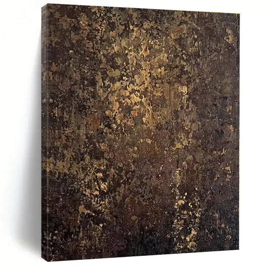 “Dark Brown - Gold Textured Abstraction” - Abstract Expressionist Art CT0448
