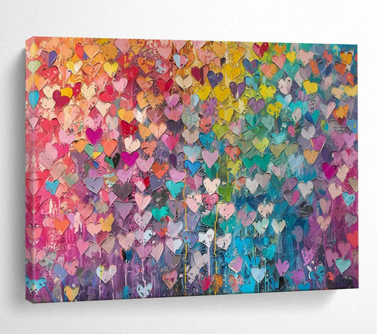 “Rainbow of Hearts” – Pop Art - Inspired Acrylic Painting CT1759