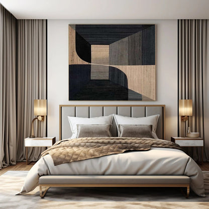 “Brown and Black Geometric Depths” Architectural Acrylic Art CT0151
