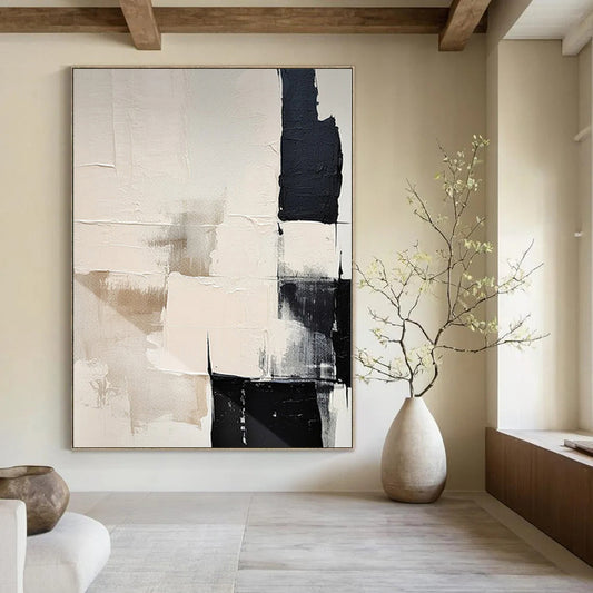 “Neutral - Black Geometric Textures” Abstract Acrylic Art CT0130