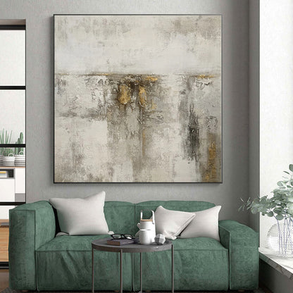 “Textured Grey with Gold Streaks”，Minimalist Textured Painting CT0356