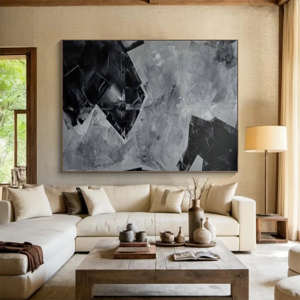 “Geometric Shadow Play” – Abstract Acrylic Painting CT1732