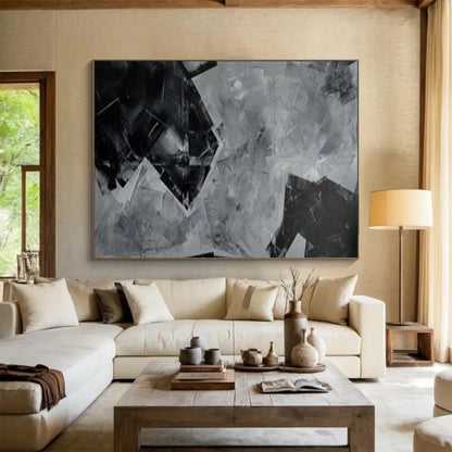 “Geometric Shadow Play” – Abstract Acrylic Painting CT1732