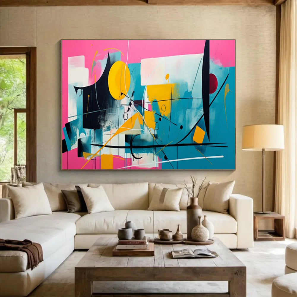 “Pink - Blue Colorful Abstraction” – Abstract Acrylic Painting CT1718