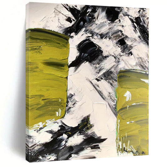 “Bold Green - Black Abstract Textures” Abstract Acrylic Art CT0305