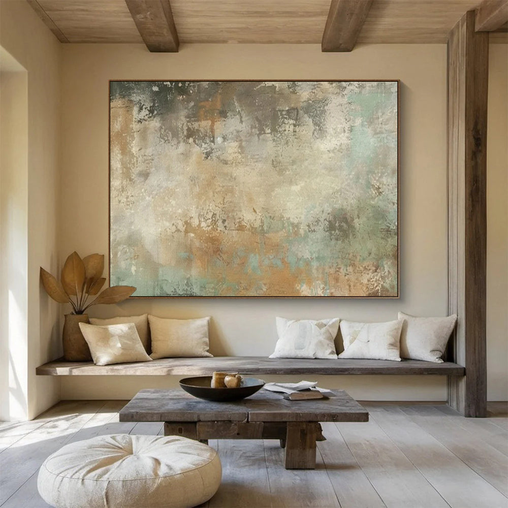 “Earthy Abstract Textures” – Browns, greens, blues in rough, layered acrylic patches CT1702