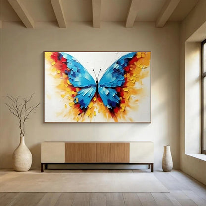 “Vibrant Butterfly” - Bright blues, yellows, reds; textured, colorful butterfly wings CT1507